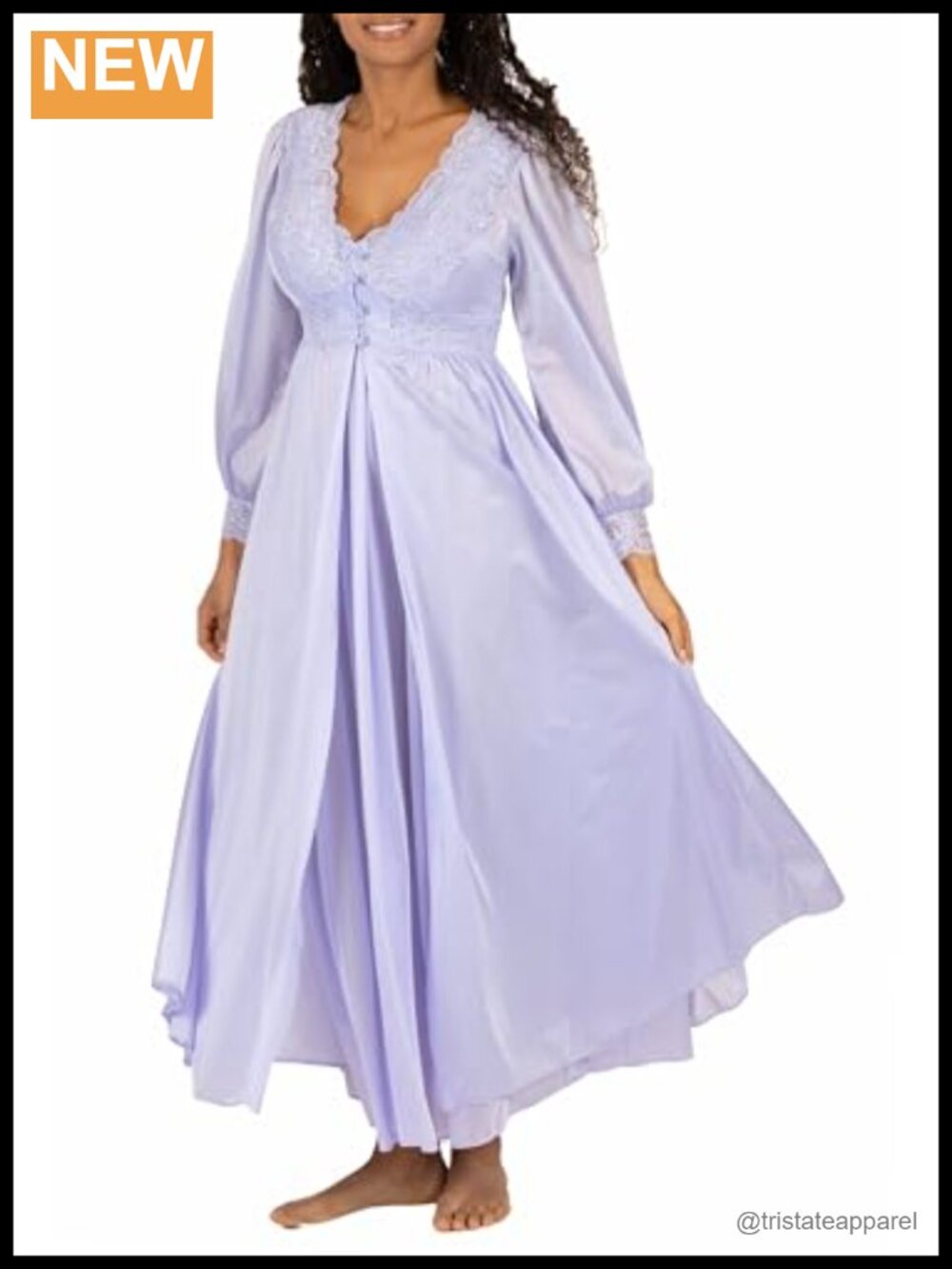 Shadowline Nylon Nightgown Robe Peignoir Set Lace Sleepwear